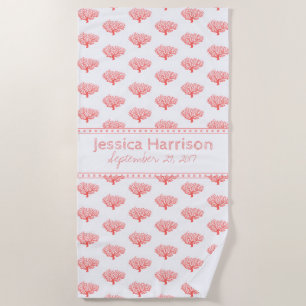 Joli Corail Tropical Serviette de plage personnali