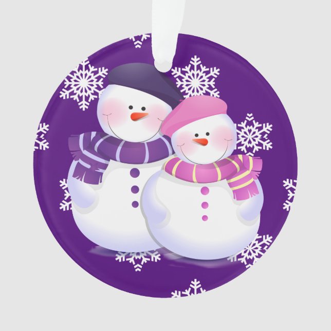 Joli Couple de Bonhomme de Neige Ornement (devant)