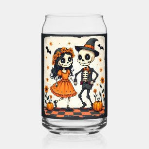 Joli couple de squelettes d'Halloween en orange