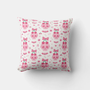 Joli Coussin à Jeter Crâne Halloween Rose - Ch Kaw