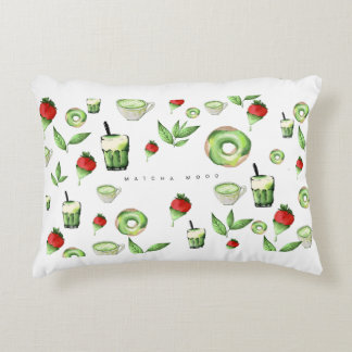 Joli Coussin à Jeter Matcha et Fruits au Style Est