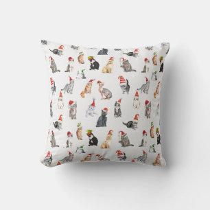 Joli Coussin à Motif de Chat de Noël 