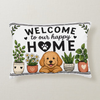 Joli Coussin de Bienvenue Recto-Verso avec Chien e
