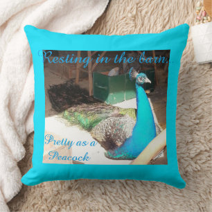 Joli Coussin de Jet en forme de Paon Bleu Mâle