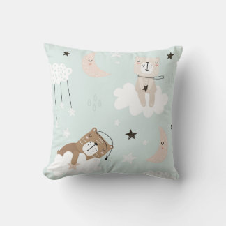 Joli Coussin de Jeté Bleu Teddy pour la Nurserie
