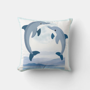 Joli Coussin de Jeté Océan Dauphins Bleus   Côté M