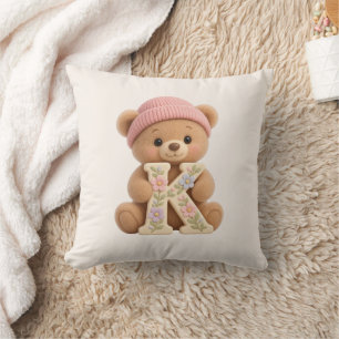 Joli Coussin de Lancement Ourson K Bébé Fille