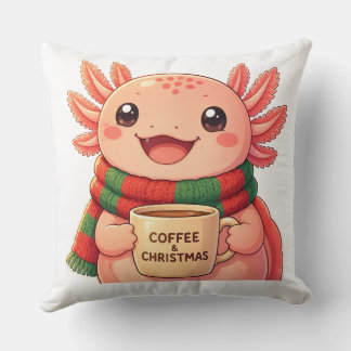 Joli coussin de Noël à lancer avec café axolotl