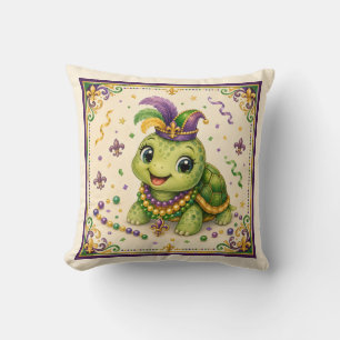 Joli Coussin de Tortue de Mardi Gras de la Nouvell