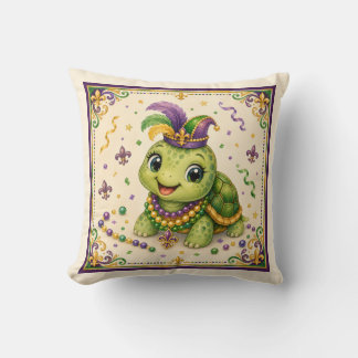 Joli Coussin de Tortue de Mardi Gras de la Nouvell