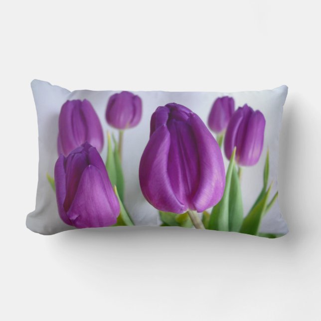 Joli coussin décorateur de tulipes lavande-violett (Recto)