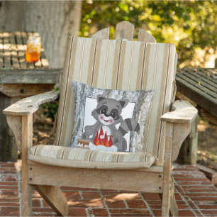 Joli coussin décoratif de raton laveur de camping