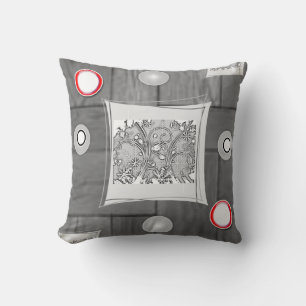 Joli Coussin Décoratif Gris Rouge