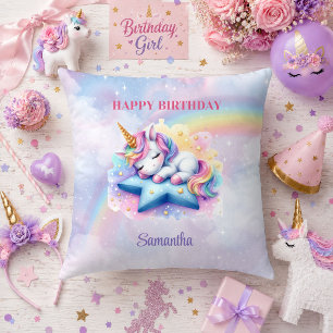 Joli Coussin Licorne Rose Violet Anniversaire Fill