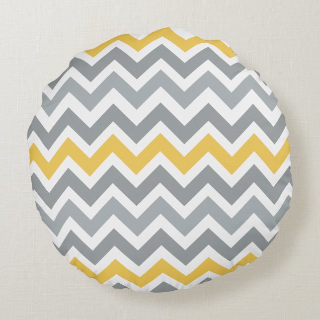 Joli coussin rond motif gris et jaune (Dos)