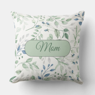 Joli Coussin vert bleu et vert Feuille MOM