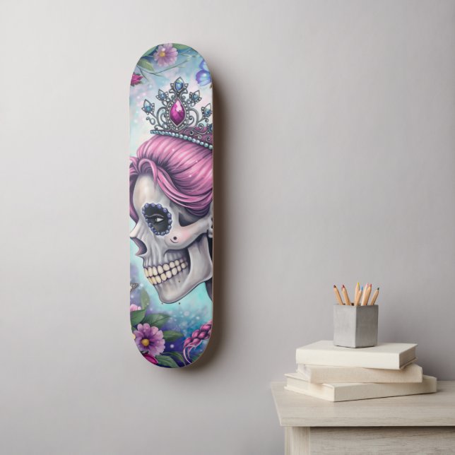 Joli crâne de princesse skateboard (Art mural)