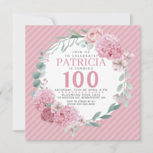 Joli Dans Rose Floral Invitation Anniversaire