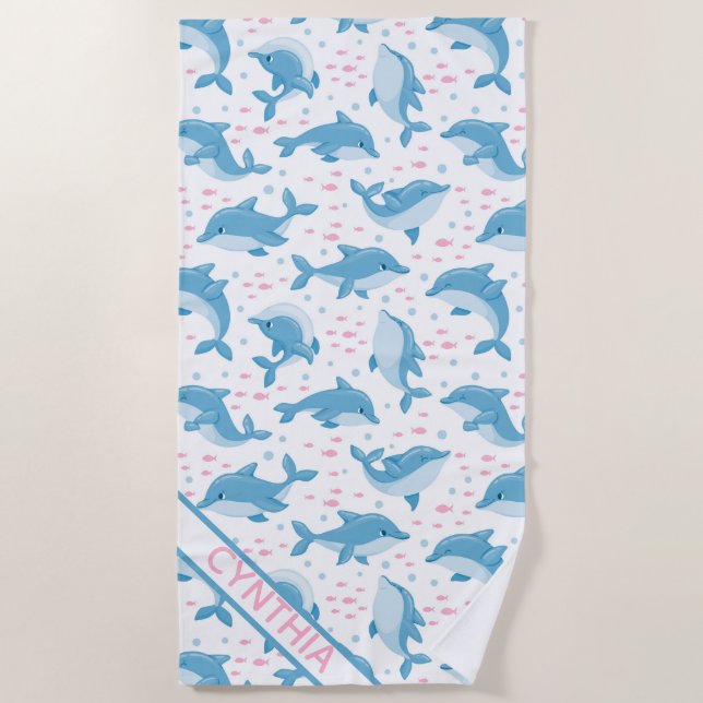 Joli dauphins Serviette de plage personnalisée (Devant)
