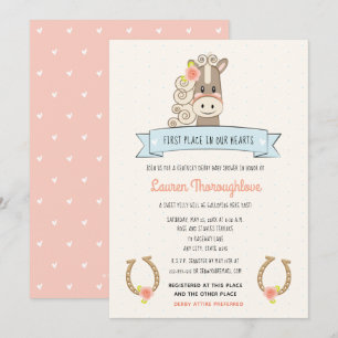 Joli Derby Cheval Baby Douche Invitations Fille