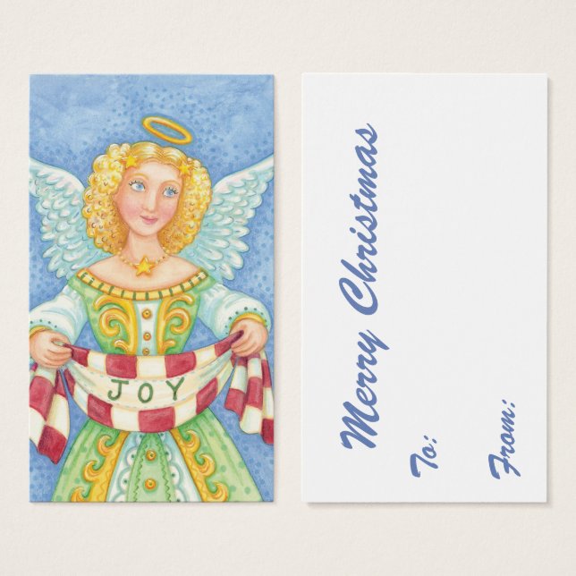 Joli dessin de Noël Angel Halo avec bannière Joie (Devant & derrière)