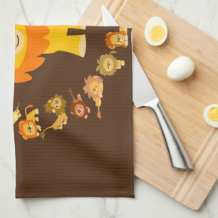 Joli Dessin Lion Mandala Serviette de cuisine