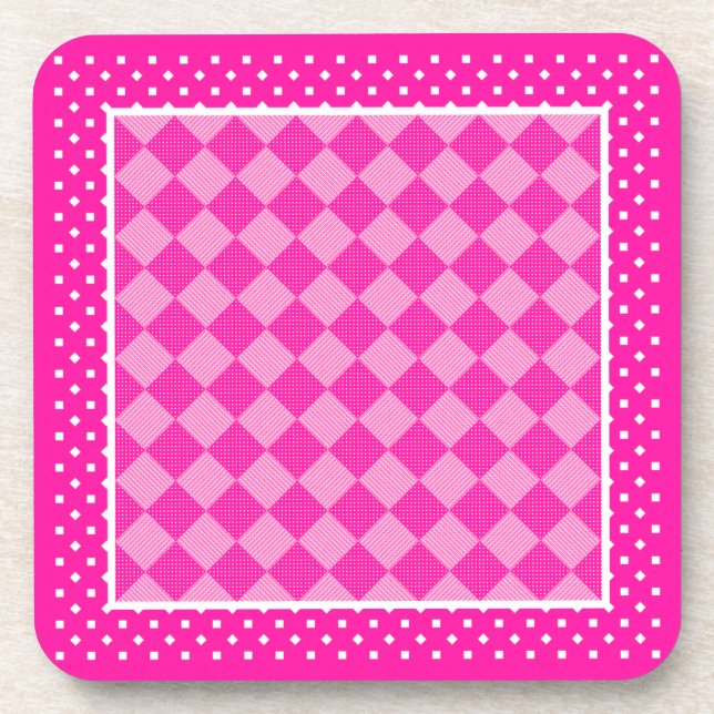 Joli Dessous de verre Carrés, Candy rose géométriq (Devant)