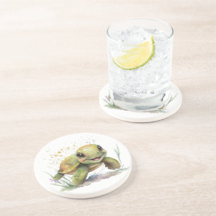 Joli Dessous de verre en grès de Tortue gaie