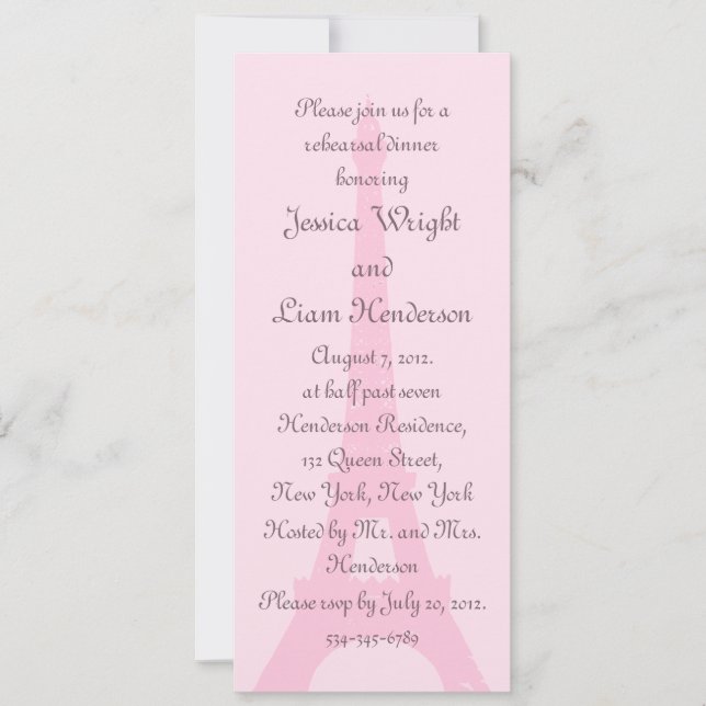 Joli Dîner De Répétition Paris Invitation (Devant)