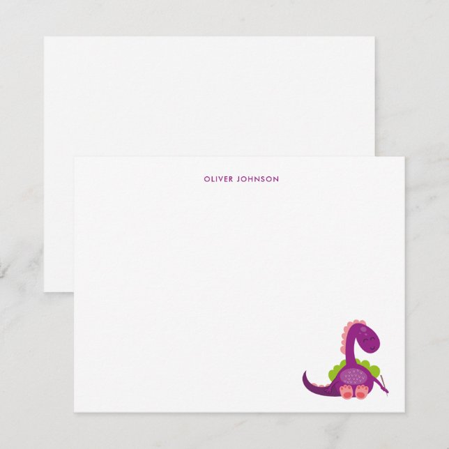 Joli Dinosaure violet Enfants merci (Devant / Derrière)