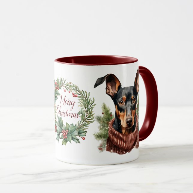 Joli Doberman Pinscher Dog Christmas Mug (Devant droit)