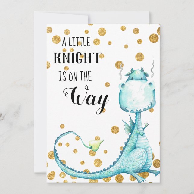 *~* Joli Dragon Bleu Baby Boy Shower Invitation (Devant)