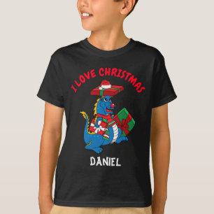 Joli Dragon Bleu J'aime T-shirt Noël