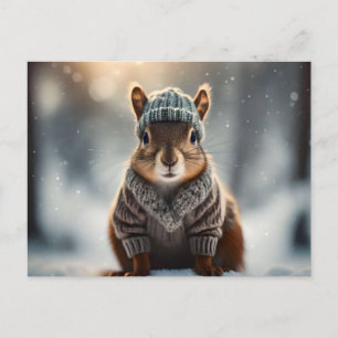 Joli Écureuil Habillé pour l'Hiver Carte Postale