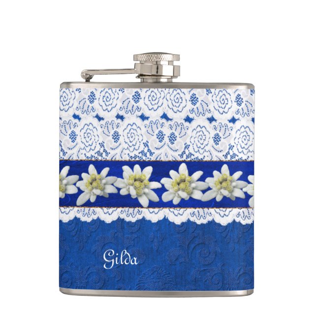 Joli Edelweiss et dentelle Flacon personnalisé (Devant)