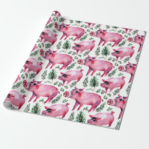 Joli emballage cadeau de Noël de cochon