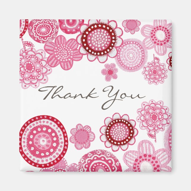 Joli en rose Merci Magnet cadeau de mariage (Devant)