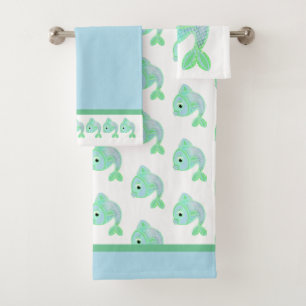 Joli ensemble de serviettes de bain de poisson ble