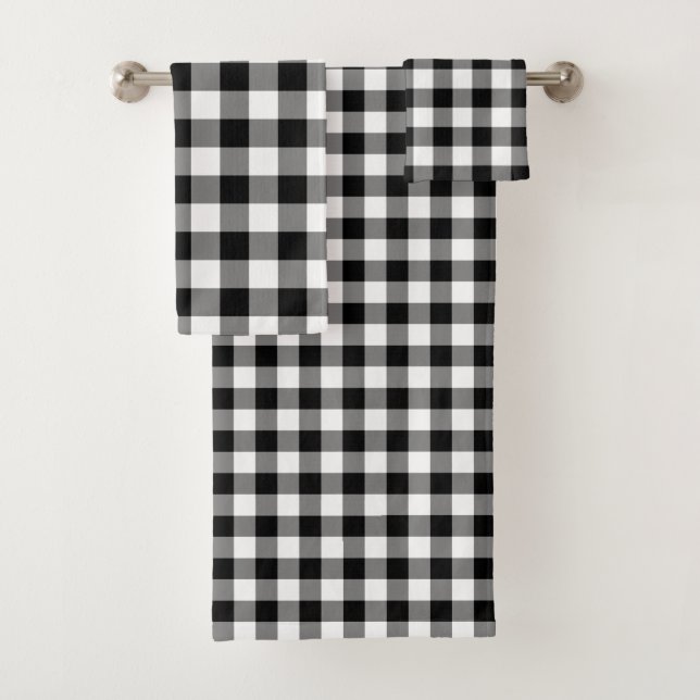 Joli ensemble de serviettes en Motif noir et blanc (En situation)