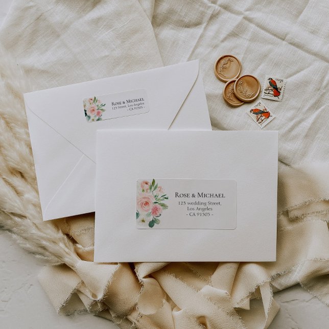 joli étiquette de adresse de fleurs rose (Créateur téléchargé)