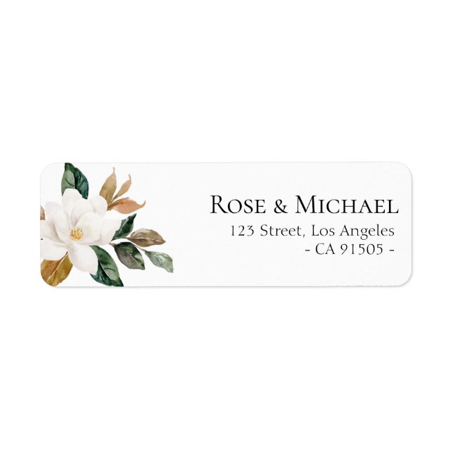 joli étiquette de adresse floraux magnolia (Devant)