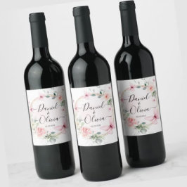 Joli Étiquette de vin Monogramme Papillon bleu ros