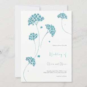 Joli Faire-part de mariage aux fleurs turquoise
