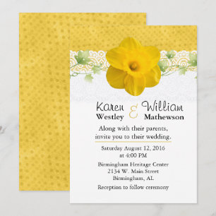 Joli Faire-part de mariage de Daffodil Jaune