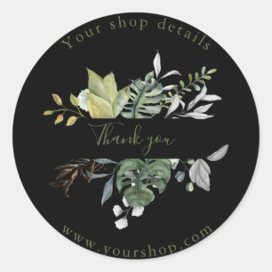 Joli feuilles verts, boutique merci autocollant