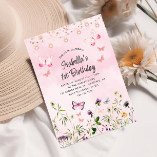 Joli Fleur sauvage Boho 1er Invitation d'anniversa