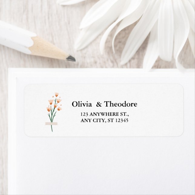 Joli Fleur sauvage Mariage Étiquette rose (En situation)