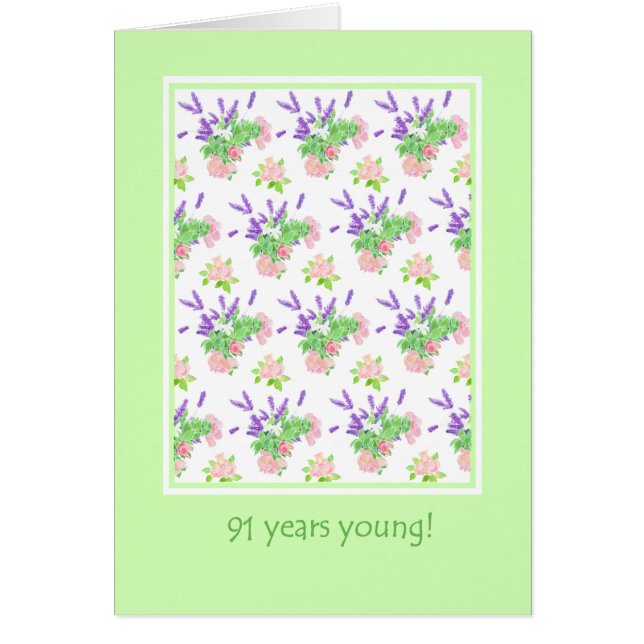 Joli Floral 91ème anniversaire Salutation (Devant)