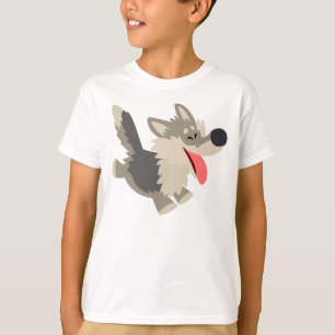 Joli Frolicsome Cartoon Wolf Enfants T-shirt