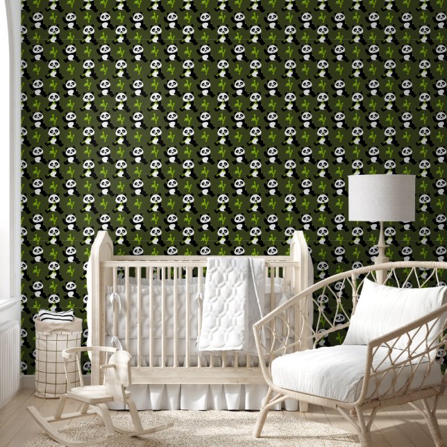 Joli garçon carrelé panda ours motif Papier peint (Enfants)